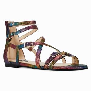 Nine West Lorna Casual Platte Sandalen Paars/Goud Nederland | EIL-902784